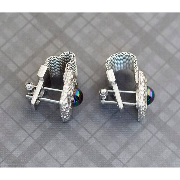 Vintage Gothic Silver Tone Cuff Links G20 - Picture 2 of 3